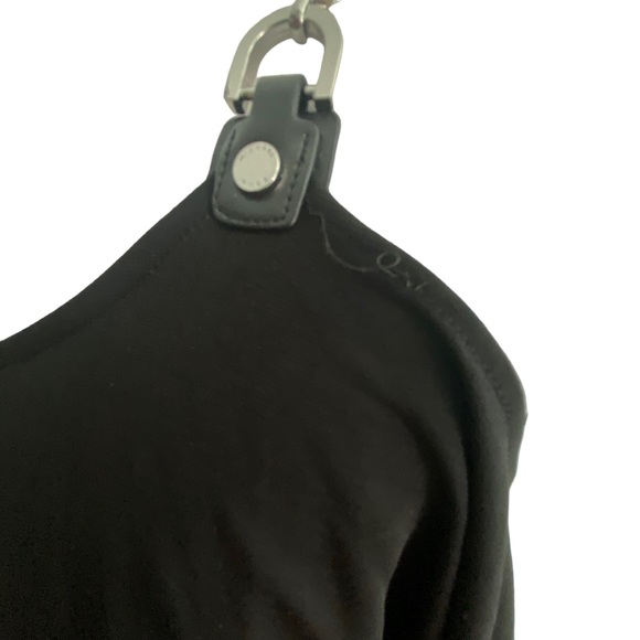 Michael Kors Chain Straps Cold Shoulder Shirt Dress Black Size Petite Small midi - Picture 10 of 15